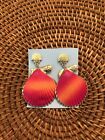 NEW Bright Pink, Orange, And Gold Shell Fashion Earrings - Gorgeous!
