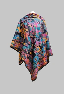 EMANUEL UNGARO XL Negro Multicolor Seda? bufanda estampado floral 135*137 cm MARAVILLOSO - Imagen 1 de 14