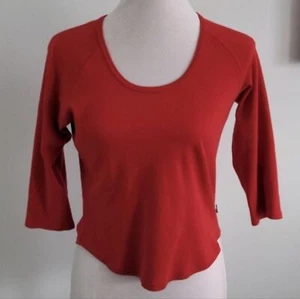 Tommy Hilfiger Camiseta Recortada Lay-Lay Manga 3/4 Camiseta Y2K Dobladillo Redondeado Talla Mediana  - Imagen 1 de 11