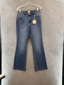 Seltene Camila Coelho Damen Skinny Bootcut blaue Jeans mit Goldketten Größe 8 neu mit Etikett - Bild 1 von 20