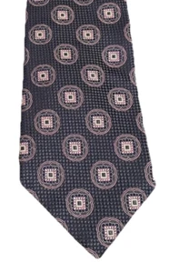 Ike Behar Herren Krawatte 100 % Seide grau und rosa geometrisch hergestellt USA 3,5" x 61,5" - Bild 1 von 6