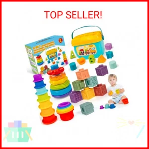 Montessori Baby Toys for Ages 6–18 Months with Sensory Shape Sorter Matching Gam - Picture 1 of 2