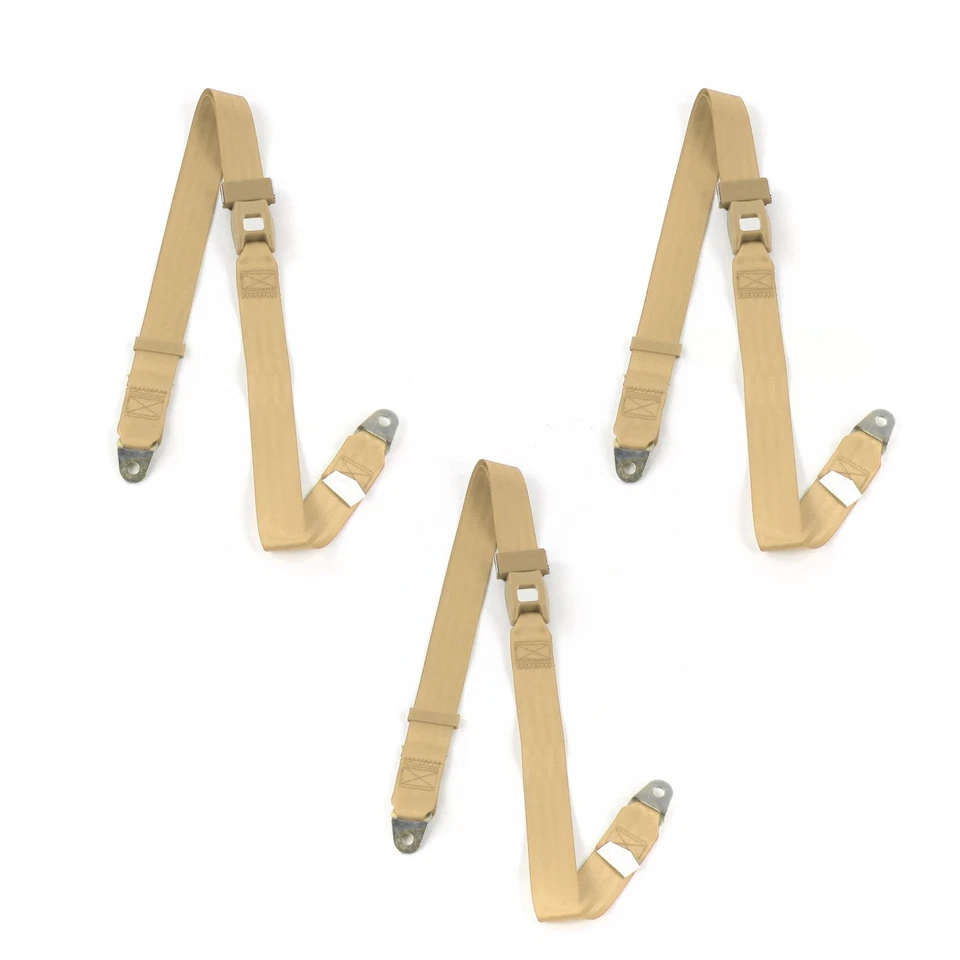 Kit de cinturón de seguridad de banco de regazo tostado estándar de 2 pt para camioneta Ford 1967-1979 - 3 cinturones rata  Foto 1 de 1