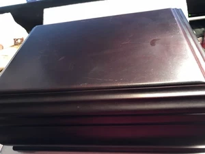 Men's VTG Wooden Jewelry Box 11.5"L X 8.5”DX4.5"W  w/ Cream Color Interior - Picture 1 of 16