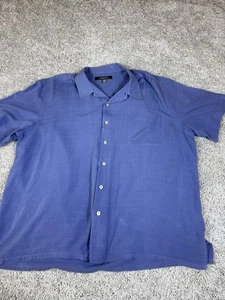 Croft & Barrow 100% Silk Hawaiian Short Sleeve Shirt Mens size XL Blue - Picture 1 of 16
