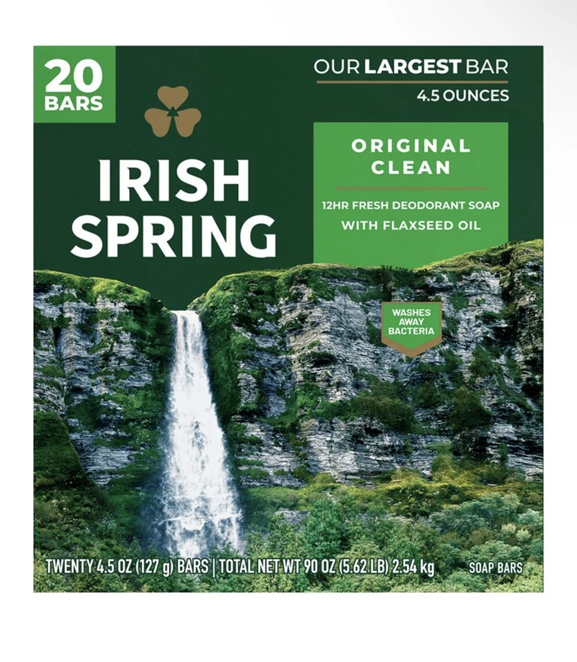 Irish Spring Deodorant Bar Soap, Original Clean, 4.5 oz, 20-count - Image 1 of 4