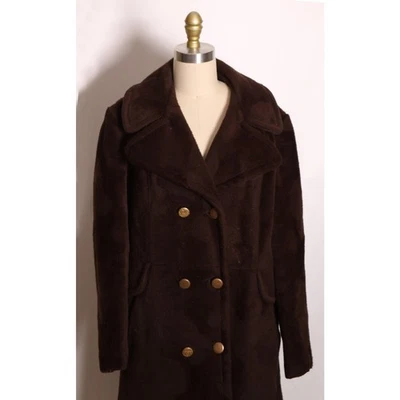 1970s Dark Brown Faux Fur Button Up Long Sleeve Fuzzy Coat by Trail Tracer - Image 1 of 4