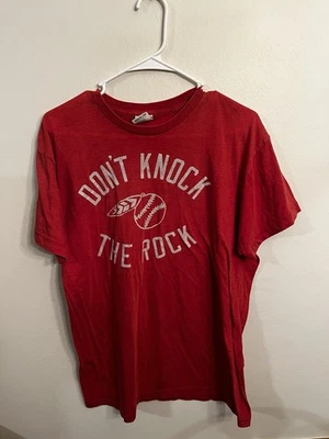 Homage MLB Cleveland Indians Men’s XL “Don’t Knock The Rock” Red Graphic Tee - Image 1 of 4