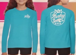 Hurley Youth Girl's Long Sleeve UPF 50+ Turquoise Waves Swim Shirt Size 5/6 - Picture 1 of 4