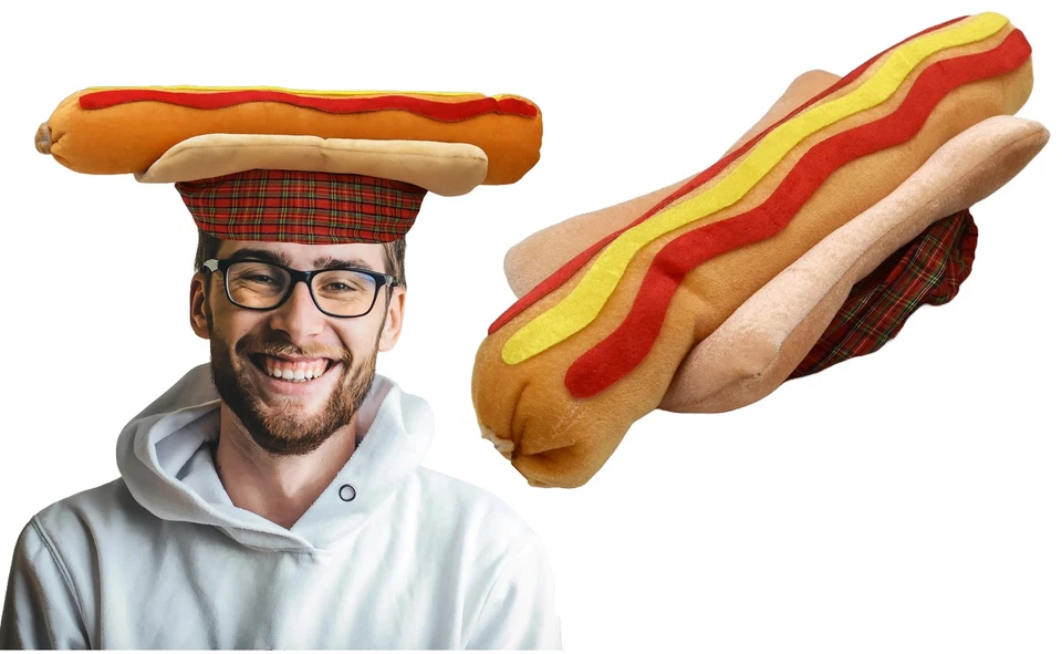 Adulto Gigante Perro Caliente Sombrero Pie Largo Wiener Prendas para la cabeza Camión de comida Disfraz Accesorio Foto 1 de 4