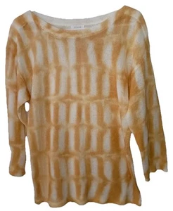 Chico's Sweater 2 Mustard Yellow Dyed Linen Rayon Blend Sleek Knit Top Shirt - Picture 1 of 5