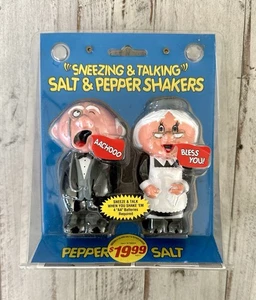 Vintage Novelty Salt and Pepper Shakers Sneezing and Talking Open Box Untested - Picture 1 of 3