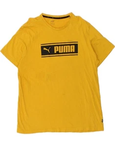 PUMA Mens Graphic T-Shirt Top 2XL Yellow BV16 - Picture 1 of 7