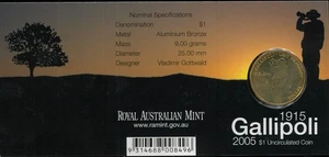 2005 Australia Gallipoli $1 Folder Coin Last Brisbane B Mintmark RAM Press issue - Picture 1 of 2