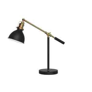 Hampton Bay 19.75 in. Matte Black and Antique Brass Industrial Balance Desk Lamp