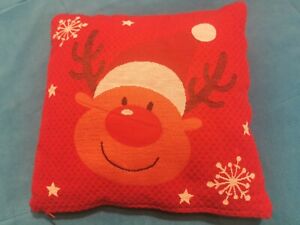 Red Rudolph Christmas Cushion 15 Inch Square