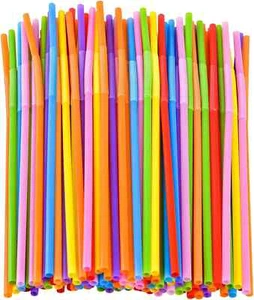 100PCS Flexible Plastic Straws Colorful Disposable Bendy Party Fancy Straws12... - Picture 1 of 7