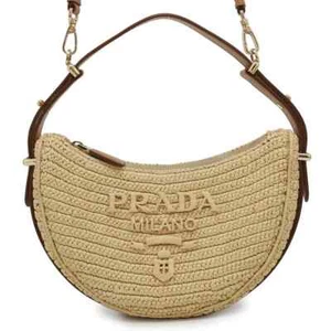 PRADA Arke Crochet Hombro Viscosa/Cuero Natural/Marrón 1BC194 - Imagen 1 de 11