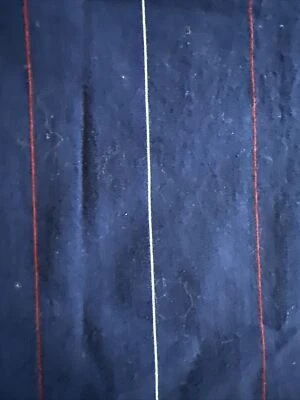 Vintage Cranston Cotton Dark Blue With Red & White Vertical Lines W31”xL2.4Yds - Image 1 of 4