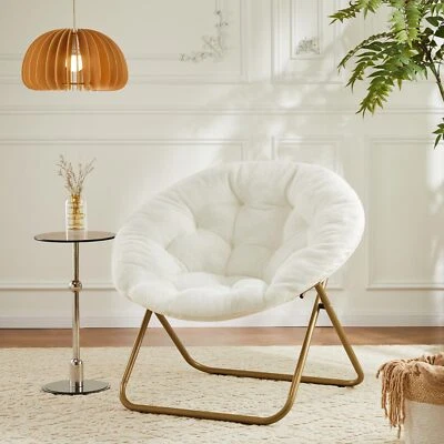 Silla Platillo De Gran Tamaño Cómoda Silla Platillo Suave Silla Acolchada para Dormitorio Blanca Foto 1 de 4