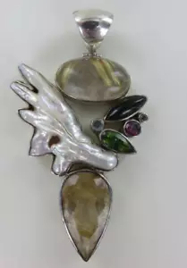 Ciondolo Starborn esaltatore argento sterling quarzo rutilato cristallo tormalina - Foto 1 di 8