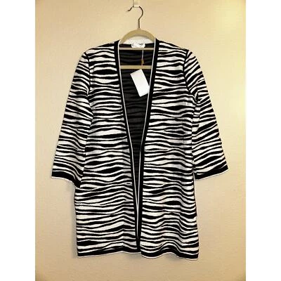 Suéter Cárdigan Boss Hugo Boss Forstena Mob Wife Edgy Negro Blanco Rayas Cebra Foto 1 de 4