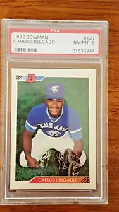 TORONTO BLUE JAYS CARLOS DELGADO PSA NM-MT 8 1992 BOWMAN #127 - Picture 1 of 2