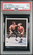 1997 Panini WWF Superstars Stickers Bret The Hit Man Hart Steve Austin #72 PSA 7