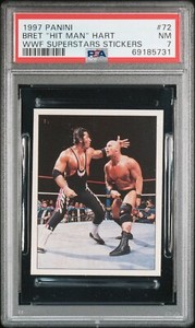 1997 Panini WWF Superstars Stickers Bret The Hit Man Hart Steve Austin #72 PSA 7