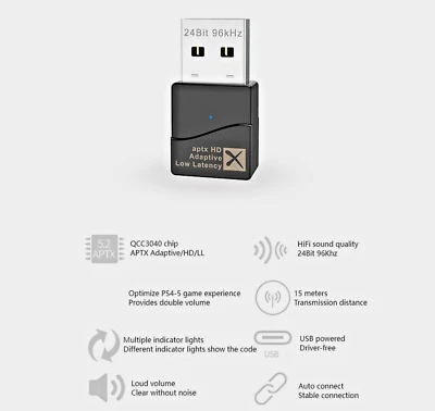USB Bluetooth 5.2 Aptx HD-High Definition, Aptx LL-Low Latency, Aptx Adaptive ! - Image 1 of 2