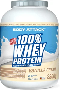 Body Attack 100% Whey Protein-Vanilla, 2,3 Kg - Extra Cremiges Eiweißpulver - Bild 1 von 7