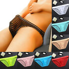 Men's Lingerie Thongs Briefs Men Underwear Striped Panties See-through Ice Silk!