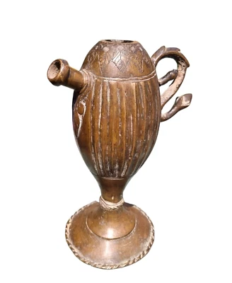 1850's Old Vintage Bronze / Brass Handcrafted Antique Mughal Period Hookah Pot - Image 1 of 4