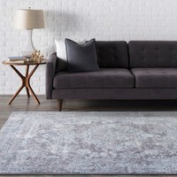 Grey Rug Soft Distressed Silver Traditional Lounges Carpet Mat 160x230cm