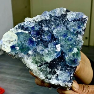 1,74 Pfund seltene transparente blaugrüne Würfel Fluorit Mineral Kristall Probe/China - Bild 1 von 23