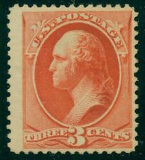 US #214 3¢ vermillion, fresh og, NH, F/VF, Scott $180.00