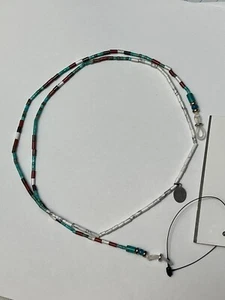 Neu MIKIA Sonnenbrille Kette mehrere Steine Sterlingsilber und Seide Einheitsgröße blau - Bild 1 von 3