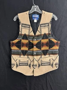 Vtg Pendleton High Grade Western Wear Navajo Aztec Wool Vest Mens M USA Brown - Picture 1 of 8