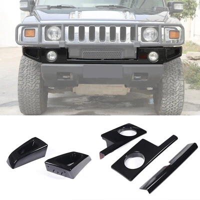 Juego de molduras de parachoques delantero exterior negro brillante para Hummer H2 2003-09 Foto 1 de 4