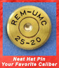 Remington REM-UMC 25-20 WIN Cartridge  Hat or Jacket  Pin  Tie Tac Bullet Ammo