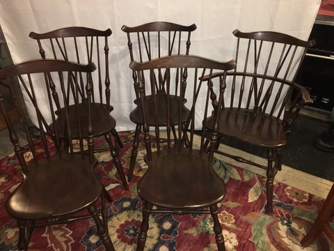 5 Vintage Conant Ball Brace Back Windsor Accent Chairs Armchair Beautiful! Cover