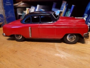 NICE VINTAGE 1950'S TIN FRICTION CADILLAC COUPE with TRAILER HOOK - Picture 1 of 11