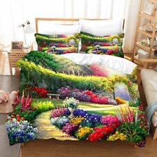 Watercolor Flower Garden Duvet Quilt Cover Double Bedding Set Pillowcase