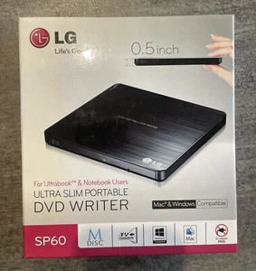 LG External DVD-WRITER Black Ultra-Slim Portable SP60 DVD-RW NEW - Bild 1 von 2