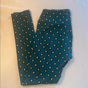 Leggings Lularoe para mujer talla única estampados verde azulado patrón de diamantes suaves elásticos - Imagen 1 de 6