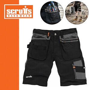 Scruffs 38"W Black Trade Hard Wearing Work Multiple Tool Pocket Pouch Shorts