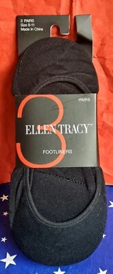 Ellen Tracy 3 Pr Black Padded Footliners New in lack - Image 1 of 3