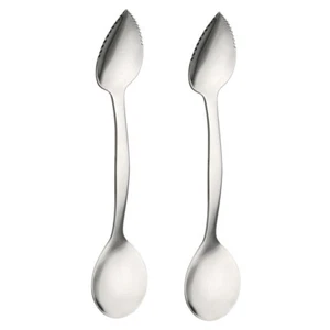 2PCS Stainless Steel Grapefruit Spoons Double- Digging Scoop Multipurpose Fruit - Picture 1 of 12