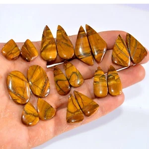 9 Pair 252 Cts Natural Tiger Eye Cabochon Gemstone Pair Lot 20x13-34x13mm #14737 - Picture 1 of 6