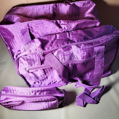 3-Piece Purple Travel Bag Set Duffel Briefcase & Toiletry / Accessory Pouch NEW! - Image 1 of 4